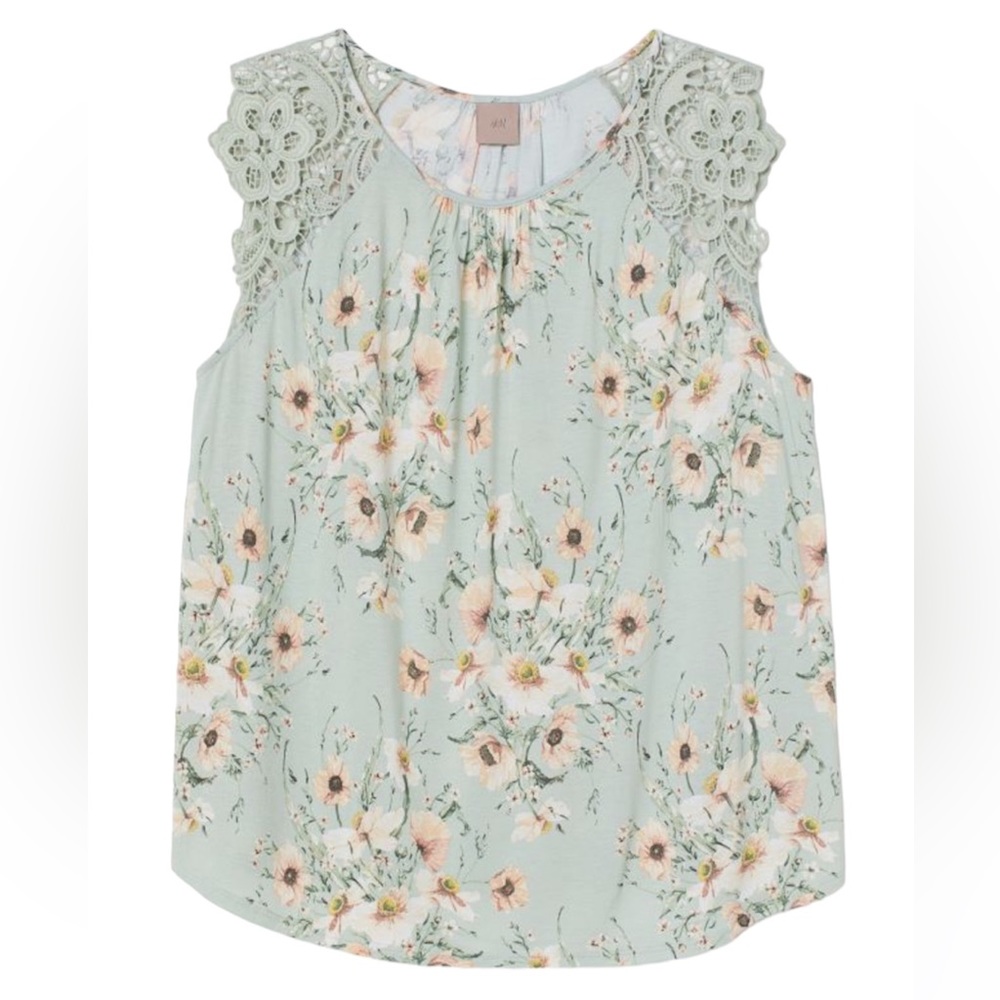 H&M jersey floral top with lace size small